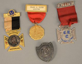 Four Connecticut medals, three with ribbon.