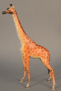 Herend "Natural Giraffe" porcelain sculpture, ht. 14 1/2".