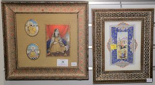 Four miniature paintings, each framed. 6.5" x 4.75" and 7.25" x 8".
