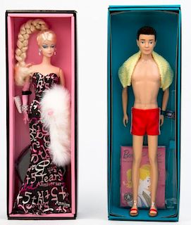 Two 45th Anniversary Barbie and Ken Dolls