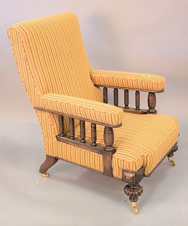 Two piece lot to include Victorian style upholstered chair along with Hunzinger style side chair, ht. 41", wd. 28".