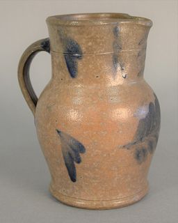 Salt glazed stoneware jug, blue decorated, inscribed on bottom 'JAI/MMI 1827', ht. 7 1/2". Estate of Marilyn Ware, Strasburg, PA.