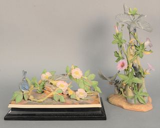 Two Boehm porcelain sculptures to include "Parula Warblers" #484, (very minor chip to one leaf), and "Cerulean Warblers" (one leaf broken).