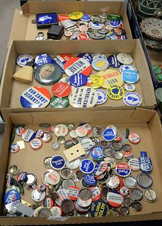 Three tray lots of Presidential buttons to include Ford, Nixon, Willkie, Republican, Reagan and Bush. Estate of Marilyn Ware, Strasburg, PA.