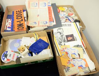 Five tray lots of presidential ephemera to include Richard Nixon stamps, buttons, etc.