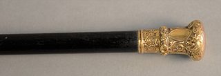Cane with 14K gold band, ht. 34 1/2".