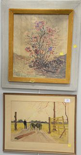 Two framed watercolors to include Rockwell B. Schaefer watercolor on paper, still life of flowers, signed lower left R.B. Schaefer, 17" x 15 1/2" alon