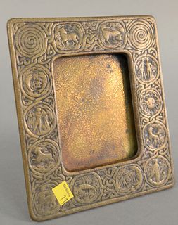 Tiffany Studios bronze frame, 942 Zodiac pattern, 8" x 7".