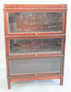 Two contemporary barrister bookcases, three section, ht. 51", wd. 34 1/2".
