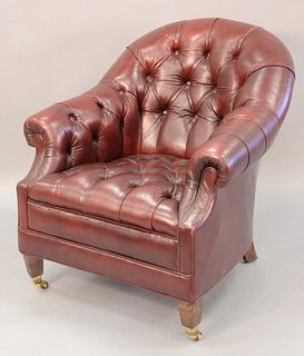 Leather tufted armchair, ht. 33", wd. 28".