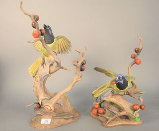 Two Boehm "Green Jayes" porcelain sculptures, both #486, ht. 14 1/2" and 18.1/2".