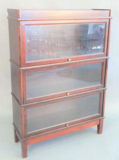 Pair of contemporary barrister bookcases, there sections each, ht. 49", wd. 34".