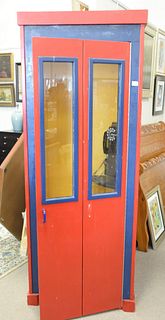 Telephone booth with coin operated telephone, ht. 81", wd. 30", dp. 30".