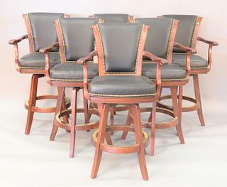 Six Mikhail Darafeev swivel bar stools with arms, ht. 46", seat ht. 30".