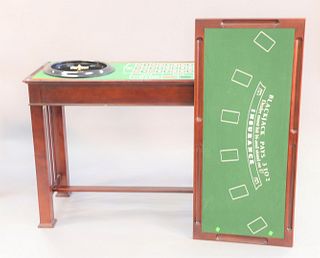 Roulette table also with blackjack top, ht. 34.5", top 21" x 47"
