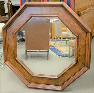 Burlwood inlaid Octagon mirror, dia. 50".