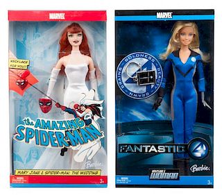 Four Marvel Comic Themed Barbies