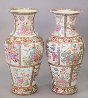 Pair of Rose Medallion vases, 20th century, ht. 30".