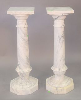 Pair of marble pedestals, ht. 40", top: 12" x 12".