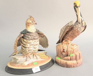 Two Boehm porcelain sculptures to include "Brown Pelican" #83, and "Ruffed Grouse" pelican ht. 14", grouse ht. 11".