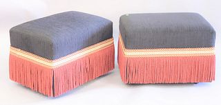 Pair of custom upholstered ottomans, ht. 18", top: 17" x 25".