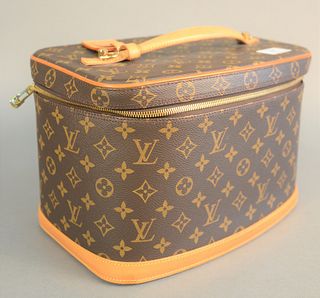 Louis Vuitton travel cosmetic case, shoulder bag monogrammed. ht. 8", wd. 12", dp. 8".