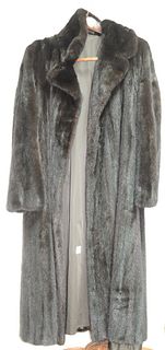 Black full length mink coat.