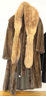 Tan mink full length coat.