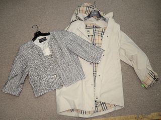 Two jackets to include Chanel along with Burberry trench coat with liner, size 12.
