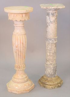 Two pedestals, one alabaster, ht. 36" along with one marble, 36".