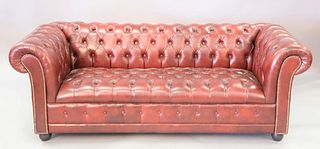 Chesterfield leather upholstered sofa, ht. 27", lg. 76".