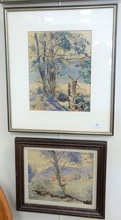 Three framed watercolors to include Continental School (20th century), country landscape, signed and dated lower left illegibly (possibly E. Gerlach?)