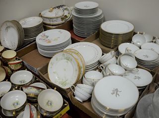 Seven tray lots to include large set of Noritake plus Limoge plates and bowls.