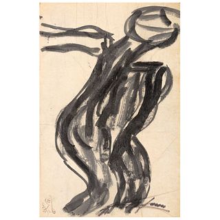 CHUCHO REYES, Cuerpo negro, Signed on front with monogram on back, Aniline on tissue paper, 29.3 x 19.2" (74.5 x 49 cm), Certificate
