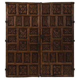 Headboard, Mexico, late 19th century, Carved, inked wood, 65.7 x 65.3" (167 x 166 cm), Certificate