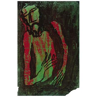 CHUCHO REYES, Cristo, Signed on front with monogram on back, Aniline on waxed tissue paper,29.9 x 19.2" (76x49 cm), Certificate