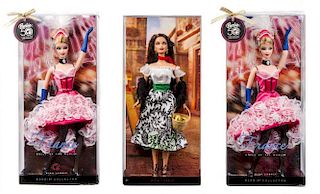 Six Pink Label Dolls of the World Barbies