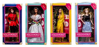 Four Pink Label Dolls of the World Barbies