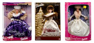 Five Winter Themed Barbies