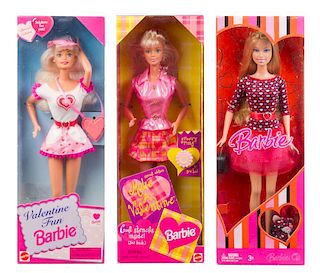 Four Valentine's Day Themed Barbies