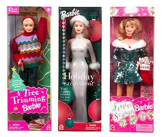 Six Holiday Themed Barbies