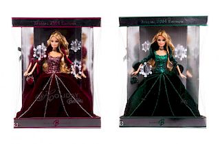 Three Holiday Themed Barbies