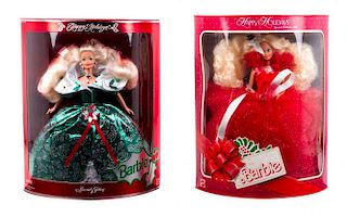 Four Special Edition Happy Holiday Barbies