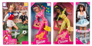 Four Work Out Themed Barbies