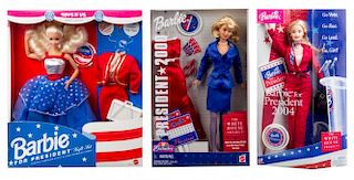 Three Presidential Themed Barbies