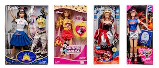 Four Disney Themed Barbies