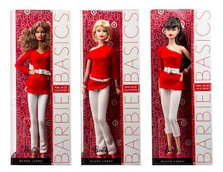 Three Black Label Collection Red Barbie Basics Barbies