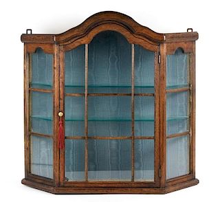 19th Century Oak Wall Cabinet w/ Glass Panels