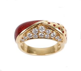 Mavito 18k Yellow Gold, Diamond & Enamel Ring