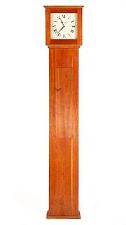 Shaker Style Stained Pine Tall Case Clock, 20th C.